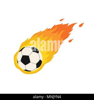 Fußball-Fußball comet Feuer Schwanz fliegen Stock Vektor
