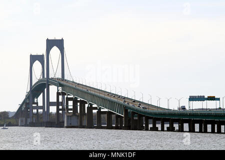 Die Claiborne Pell Newport Bridge, Newport, Rhode Island, USA Stockfoto