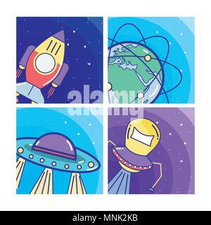 Satz von Raumfahrzeugen cartoons Stock Vektor
