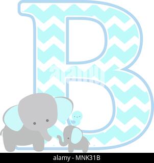 Erstmalige b mit niedlichen Elefanten und Little Baby Elefant auf weißem Hintergrund. kann für den Vatertag Karte, Baby Geburt Ansagen verwendet werden, n Stock Vektor