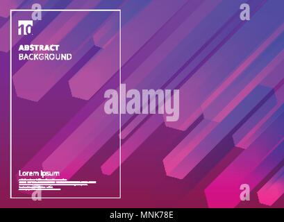Abstrakte farbenfrohe Hexagon dynamische Form Zusammensetzung violetten Hintergrund. Vector Illustration Stock Vektor