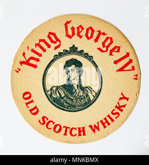 Vinatge Bierdeckel Werbung König George IV alten Scotch Whisky Stockfoto