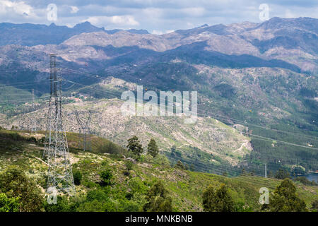 Elektrische cabes von EDV im Parque Natural Peneda Gerês em Portugal Stockfoto