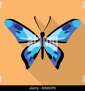 Gestrichelte blaue Schmetterling Symbol, flacher Stil Stock Vektor