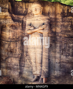 Die Gal Vihara in die Weltkulturerbe-Stadt Polonnaruwa, Sri Lanka. Panorama Stockfoto