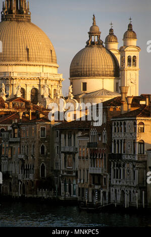 Den Canal Grande und die Kirche Santa Maria della Salute Kirche, Dorsoduro Venedig Stockfoto