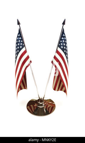 Amerikanische miniatur Flags auf weißem Hintergrund, 3d-Modell, 300 D. S. I, flaggenstange Stockfoto
