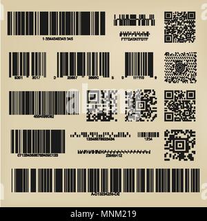 Set oder 3D-Codes. Qr-Codes und Barcodes. Digitalen Zahlung und Informationen Datenbeschriftungen Stock Vektor