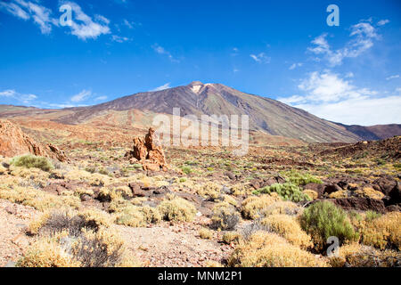 Blick auf den Vulkan Teide, Teide Nationalpark, auf Teneriffa, die höchste Erhebung 3718 m in Spanien Stockfoto