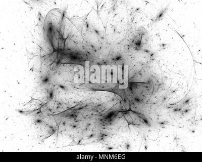 Glühende Synapsen im Raum schwarze und weiße Textur invertiert, computer-generierte Zusammenfassung Hintergrund, 3D-Rendering Stockfoto