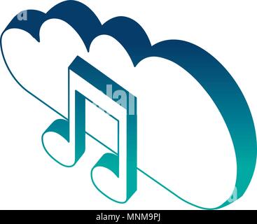 Cloud Computing mit Musik Hinweis isometrische Symbol Stock Vektor