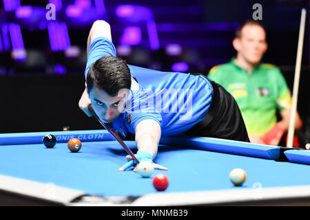 Russlands Fedor Gorst beim World Cup of POOL 2018: Runde 1 - Australien gegen Russland im Luwan (Gymnasium) Arena am Donnerstag, dem 17. Mai 2018. SHANGHAI, China. Credit: Taka G Wu Stockfoto