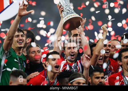 Lyon, Frankreich. Credit: D. 16. Mai, 2018. Gabi (Atletico) Fußball: UEFA Europa League Finale zwischen Olympique Marseille 0-3 Club Atlético de Madrid in Stade de Lyon in Lyon, Frankreich. Credit: D. Nakashima/LBA/Alamy leben Nachrichten Stockfoto