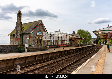 Grange Over Sands Bahnhof Stockfoto