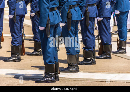 Eine Bildung der Griechischen Soldaten der Bundeswehr an militärischen Bildung in Uniform. Stockfoto