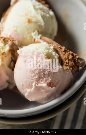 Hausgemachte Neopolitan Eis mit Schoko Vanille und Erdbeere Stockfoto