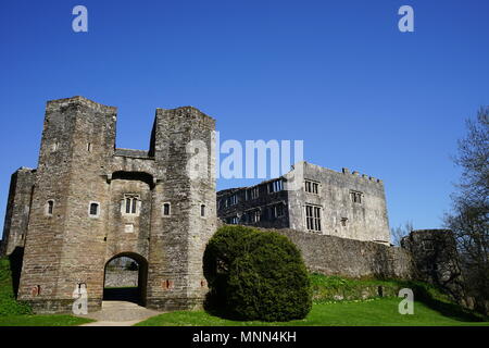 Berry Pomeroy, einem angeblich spukt Englisch Schloss, auf einem sonnigen Frühlingstag Stockfoto