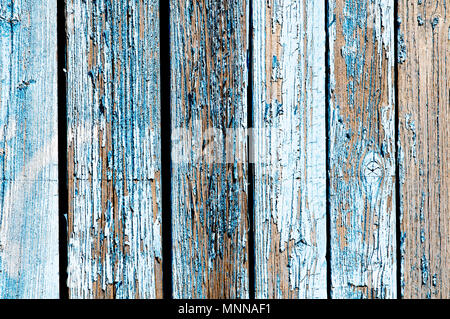 Blaue marode Holzwand; Blau morsche Holzwand Stockfoto