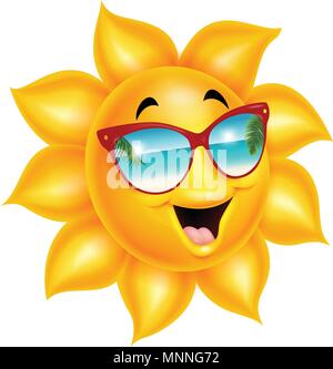 Cartoon sun Charakter Sonnenbrille tragen Stock Vektor