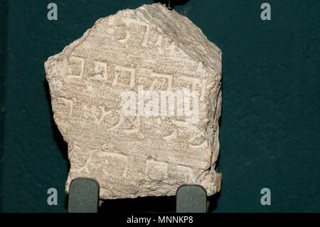 Jüdische Begräbnis Tombstone, 14.-15. Jahrhunderts, Museum für jüdische Geschichte, Girona, Katalonien, Spanien Stockfoto