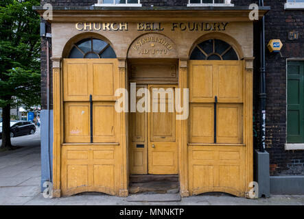 London, Großbritannien. Whitechapel Bell Foundry Räumlichkeiten in Whitechapel, London. Stillgelegte Fabrikgelände, die einst von berühmten Bell Hersteller verwendet. Stockfoto