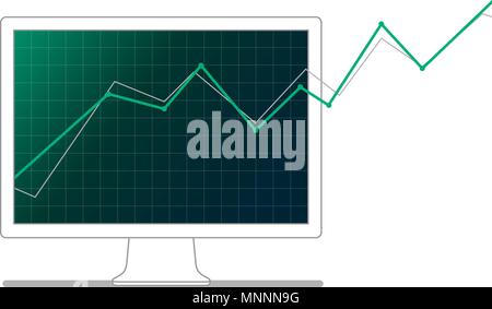 Computer oder TV Monitor mit wachsenden finanziellen business Grafik auf dem Bildschirm auf das Symbol Stock Vektor