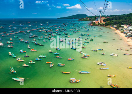 Die längste Seilbahn, Insel Phu Quoc in Vietnam. Stockfoto