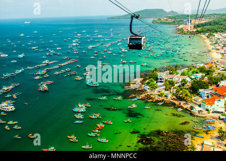 Die längste Seilbahn, Insel Phu Quoc in Vietnam. Stockfoto