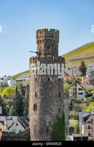 Eine der 16 16 Türmchen auf dem mittelalterlichen Ringwall um die Stadt Onerwesel Deutschland. Stockfoto