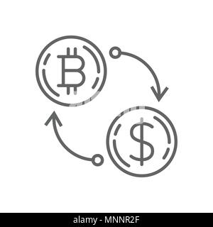 Dollar Währungsumtausch Bitcoin dünne Linie Vektor Symbol das Symbol Grafik Design Template Stock Vektor