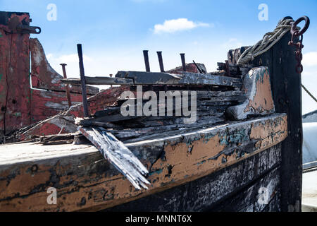Verrottendes Holz- Struktur eines alten cargo Aufsch. Stockfoto