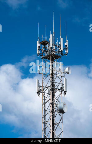 Handy oder Mobiltelefon Turm im Land NSW, Australien mit einem eigens errichteten Plattform für einen lokalen Osprey vogel Familie Nest Stockfoto