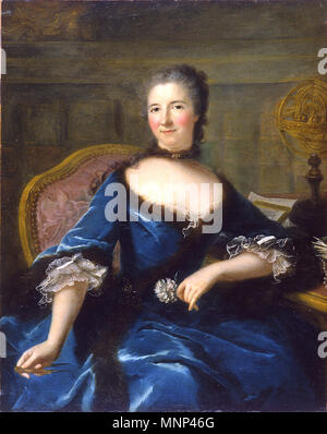 N° inv: Bx E19, BX M 5848 Huile sur toile 101 x 80 cm Sans Kader 859 Marianne Loir, "Portrait de Gabrielle Emilie Le Tonnelier de Breteuil, Marquise du Châtelet Stockfoto