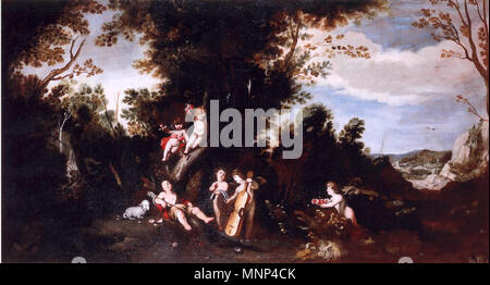953 Paisaje con San Juan Bautista Niño dormido - Antonio del Castillo Stockfoto