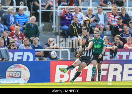 Newcastle, UK, 19. Mai 2018. Betfred Super League Magic Wochenende, Widnes Wikinger v St Helens; Stefan Sumpf von Widnes Vikings wandelt Credit: Aktuelles Bilder/Alamy leben Nachrichten Stockfoto