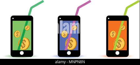 Symbol Geld auf der Telefonrechnung Stock Vektor