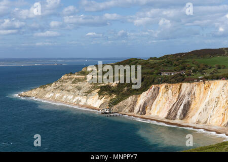 Farbigen Sand, Alum Bay, Isle of Wight, Hampshire, England.DE Stockfoto