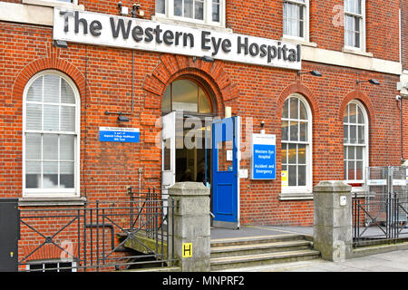 NHS A&E Western Eye Hospital & Unfall & Notaufnahme, Triage System stationäre Betten zwei ophthalmologische Operationssäle West London England Großbritannien Stockfoto