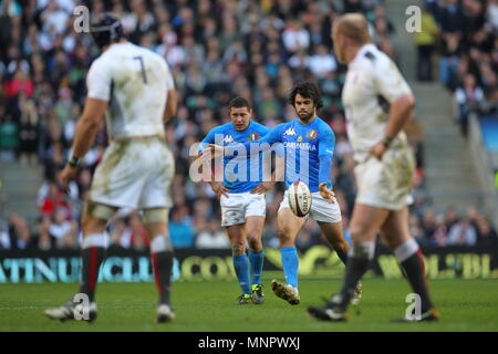 Lukas McLean von Italien während des England gegen Italien RBS 6 Nations Championship internationalen Rugby 2011, bei Twickenham Stadion in London, England, UK gespielt Stockfoto