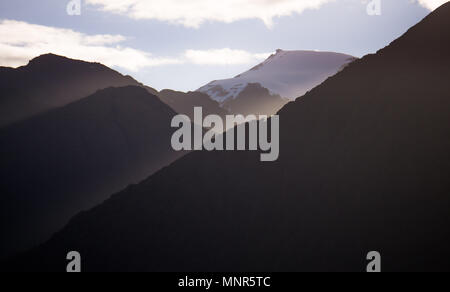 Mount Cook in Neuseeland ab in der Nähe von Lake Matheson gesehen Stockfoto