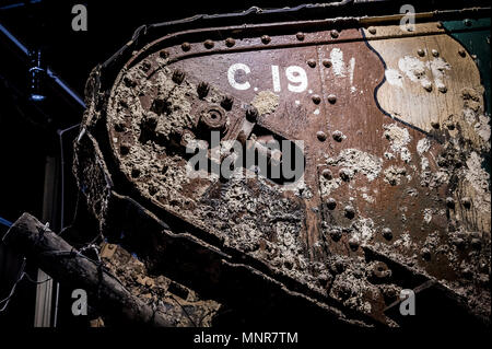 British WWI Kampfpanzer wie während der Somme Offensive im Tank Museum Bovington Camp verwendet Stockfoto