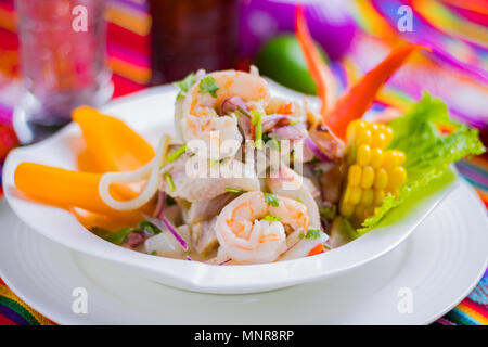 Peruanische Küche: Fisch ceviche Stockfoto