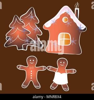 Weihnachten Lebkuchen Vektor süße niedliche Abbildung Stock Vektor