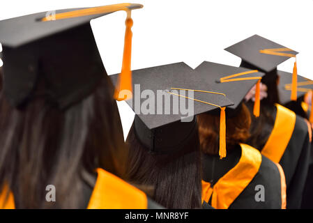 Die Absolventen der Universität gratulierte, isolierten Hintergrund Stockfoto