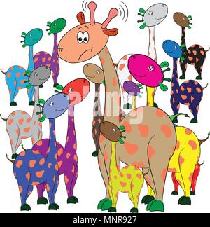 Giraffen in einer Gruppe netter Comic sweet Vector Illustration Stock Vektor