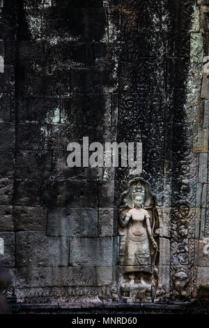 Reliefs in Preah Khan in Angkor archäologische Gebiet in Kambodscha Stockfoto