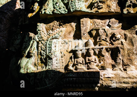 Close up Reliefs in Angkor Archäologische Stätten Tempel in Kambodscha Stockfoto