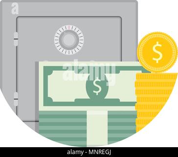 Kaution Einsparungen Symbol. Geld, Geldanlage, Banknoten und Münzen. Vector Illustration Stock Vektor