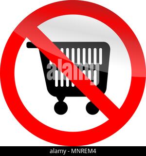 Keine Einkaufs-Symbol, verbot Warenkorb Symbol. Verbot Schubkarre in Store, Verbot, Vektor, Abbildung Stock Vektor