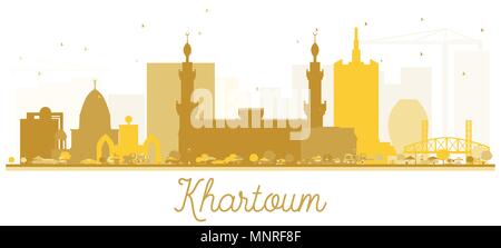 Khartum Skyline der Stadt goldene Silhouette. Vector Illustration. Einfache flache Konzept für Tourismus Präsentation, Banner, Plakat oder Website. Stock Vektor